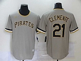 Pirates 21 Roberto Clemente Gray Nike Cool Base Throwback Jersey,baseball caps,new era cap wholesale,wholesale hats